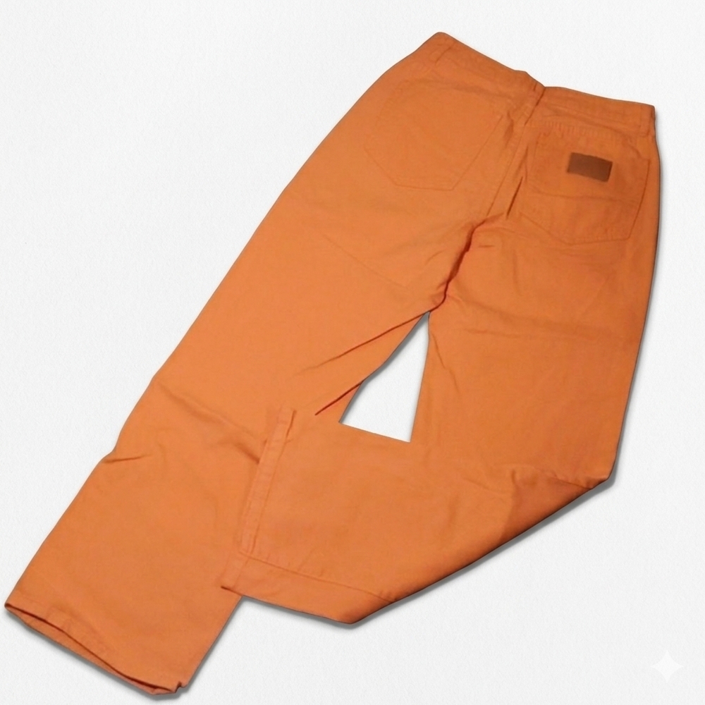 Shein Size 10 Jeans 100% Cotton Denim Orange Wide Straight Leg Pants High Rise - Picture 2 of 11